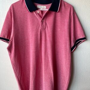 Aeropostale Men's Heather Pink Polo with Navy Contrast Collar